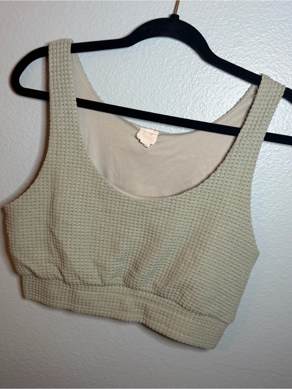 Textured Tank Bralette in Light Sage Green